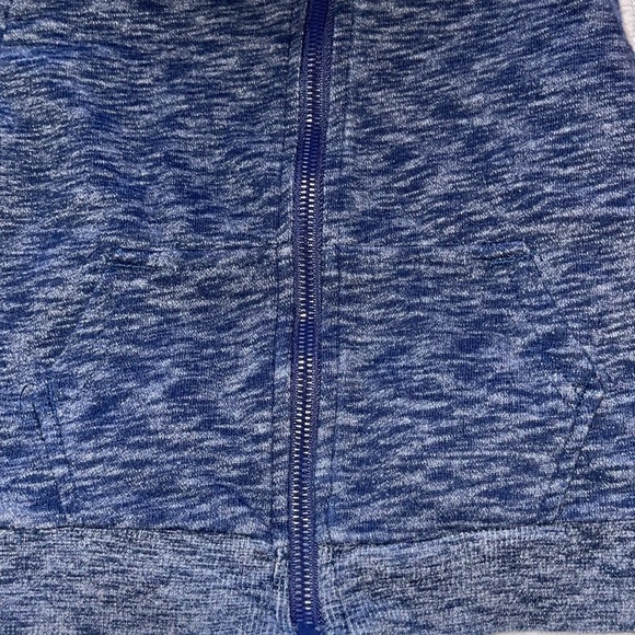 H&M blue Heathered hooded zipper front jacket front pocket - Picture 5 of 5